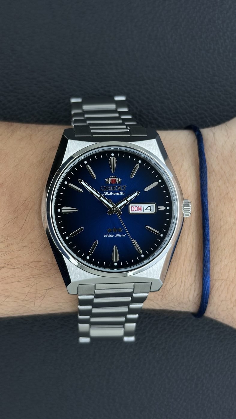 Orient 3 Estrelas Automático Azul Calendário Duplo