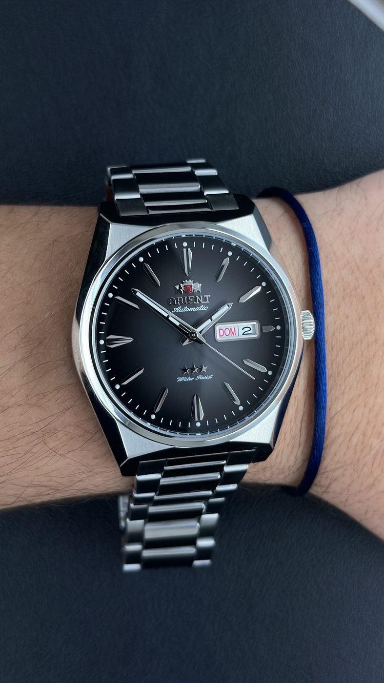 Orient 3 Estrelas Automático Preto Calendário Duplo