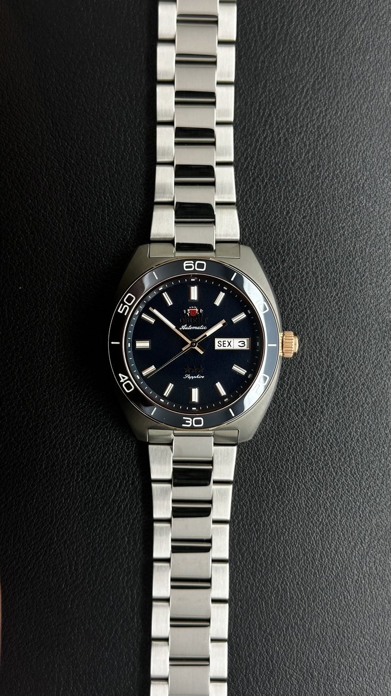 Orient Elegance 3 Estrelas Automático Azul Petróleo Aço