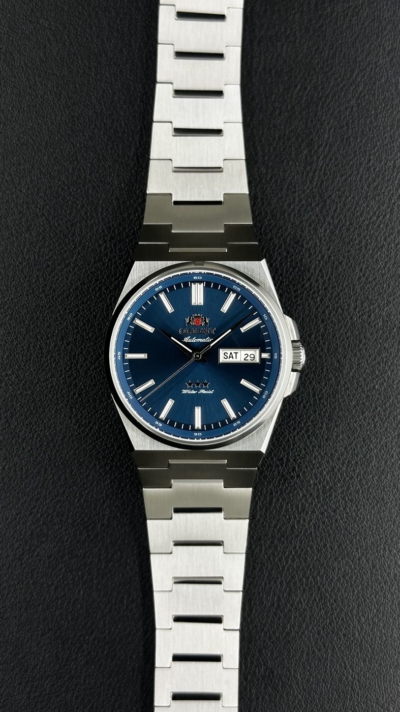 Orient Elegance 3 Estrelas Automático Azul Bracelete Integrado