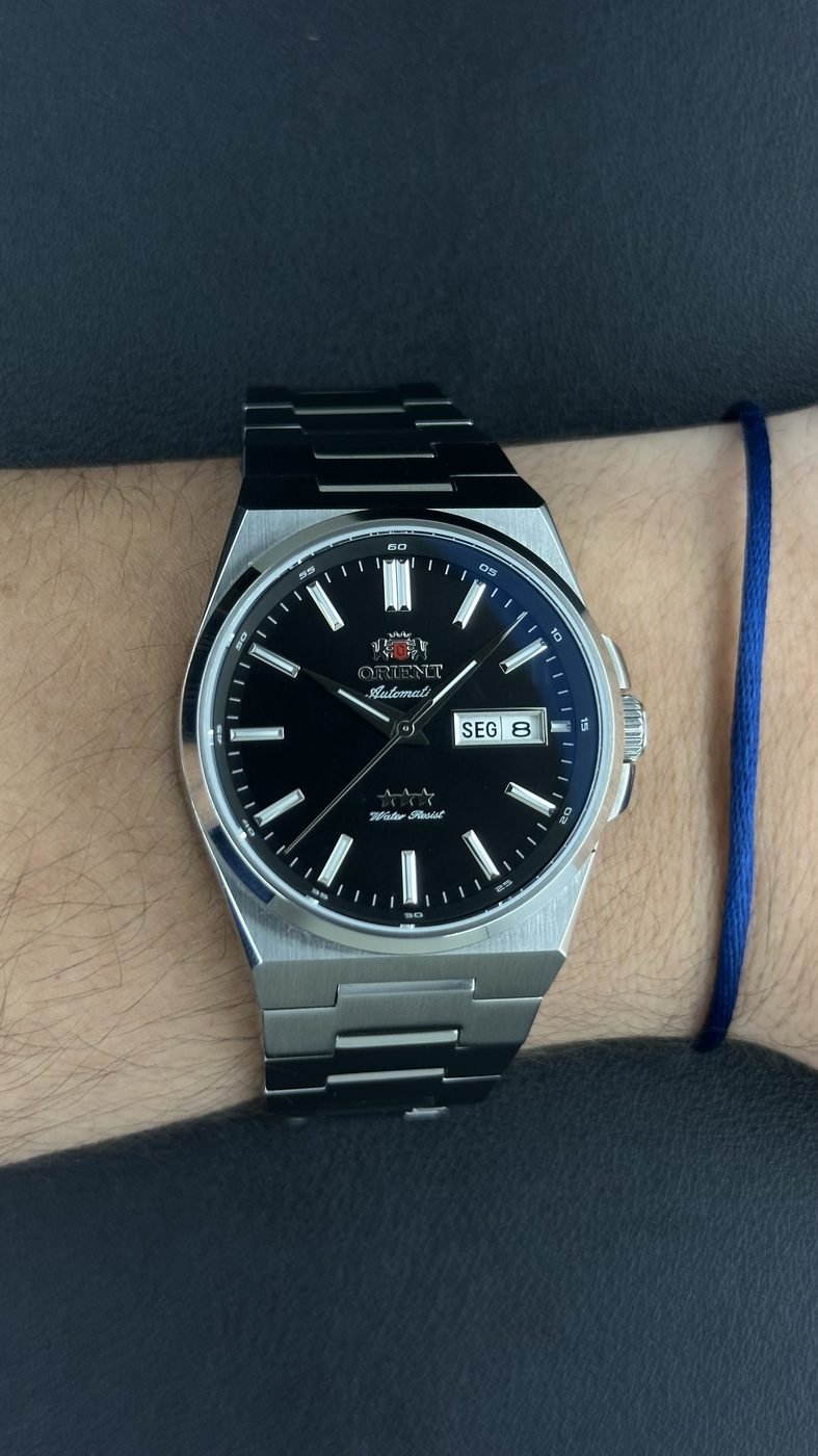 Orient Elegance 3 Estrelas Automático Preto Bracelete Integrado