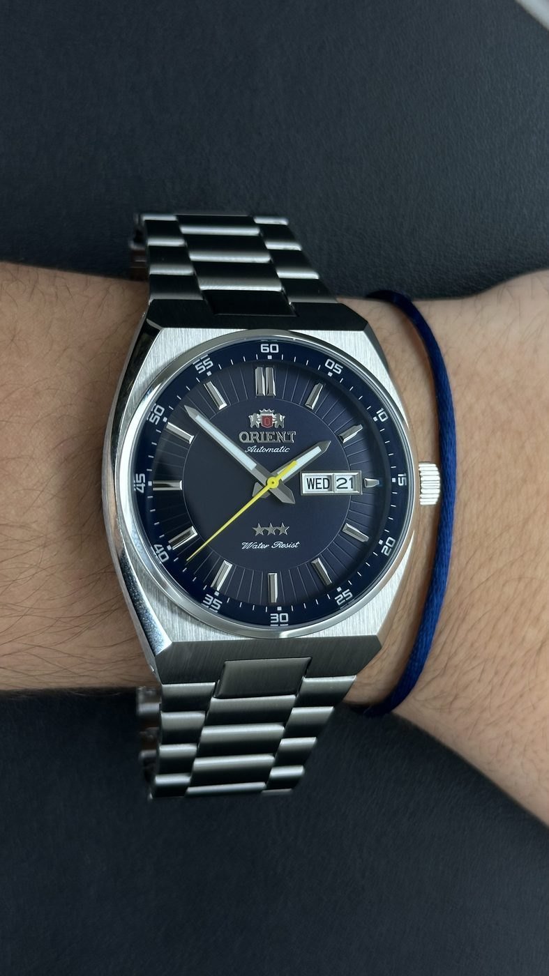 Orient 3 Estrelas Automático Azul Calendário Duplo