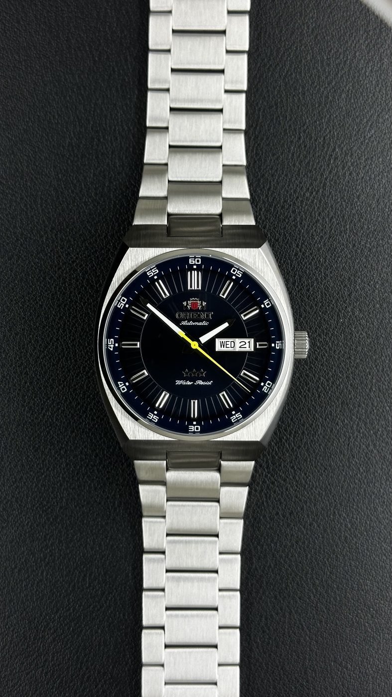 Orient 3 Estrelas Automático Azul Calendário Duplo