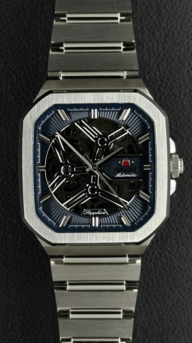 Orient Esqueleto Automático Azul Quadrado