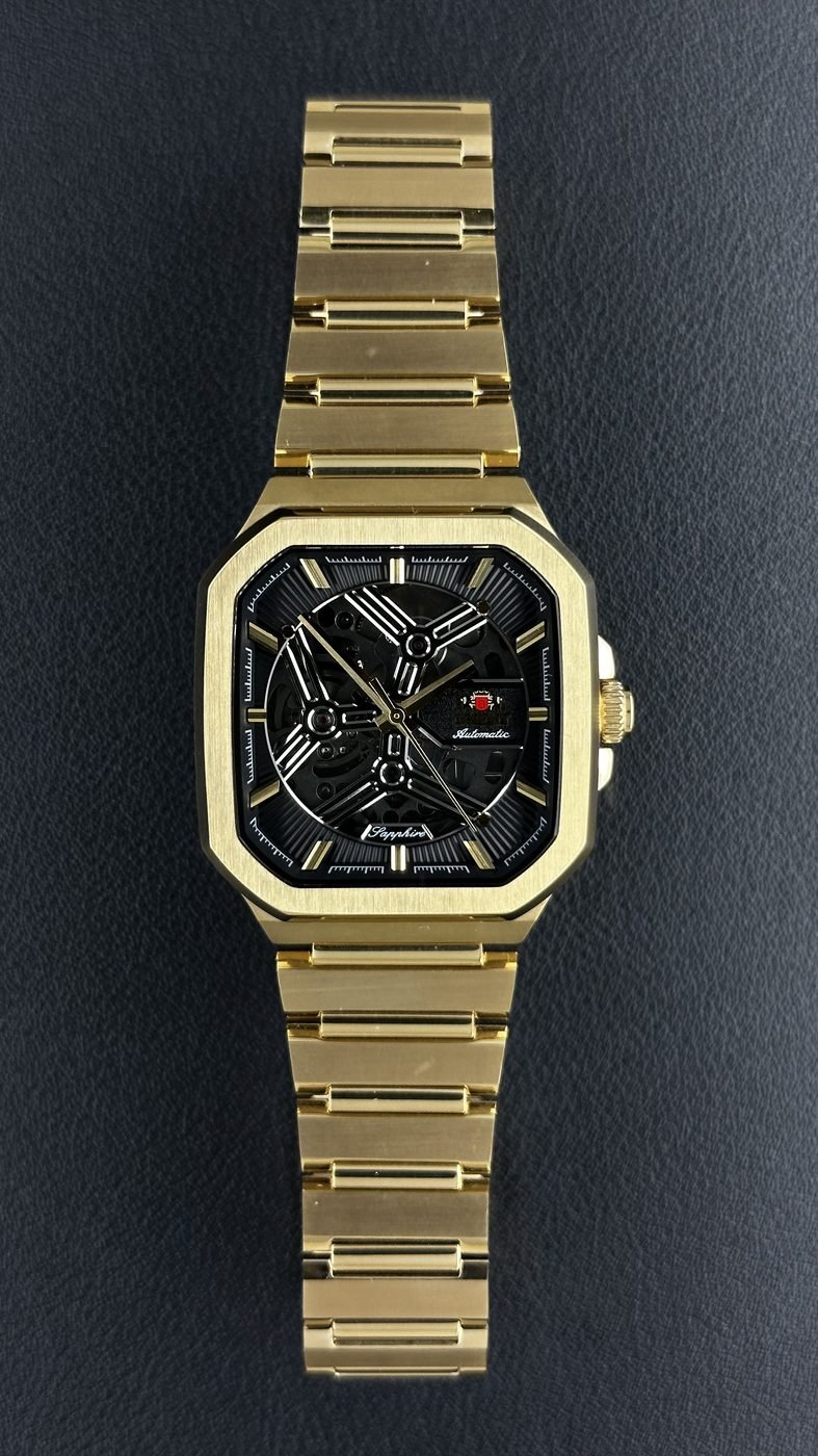 Orient Esqueleto Automático Dourado Quadrado