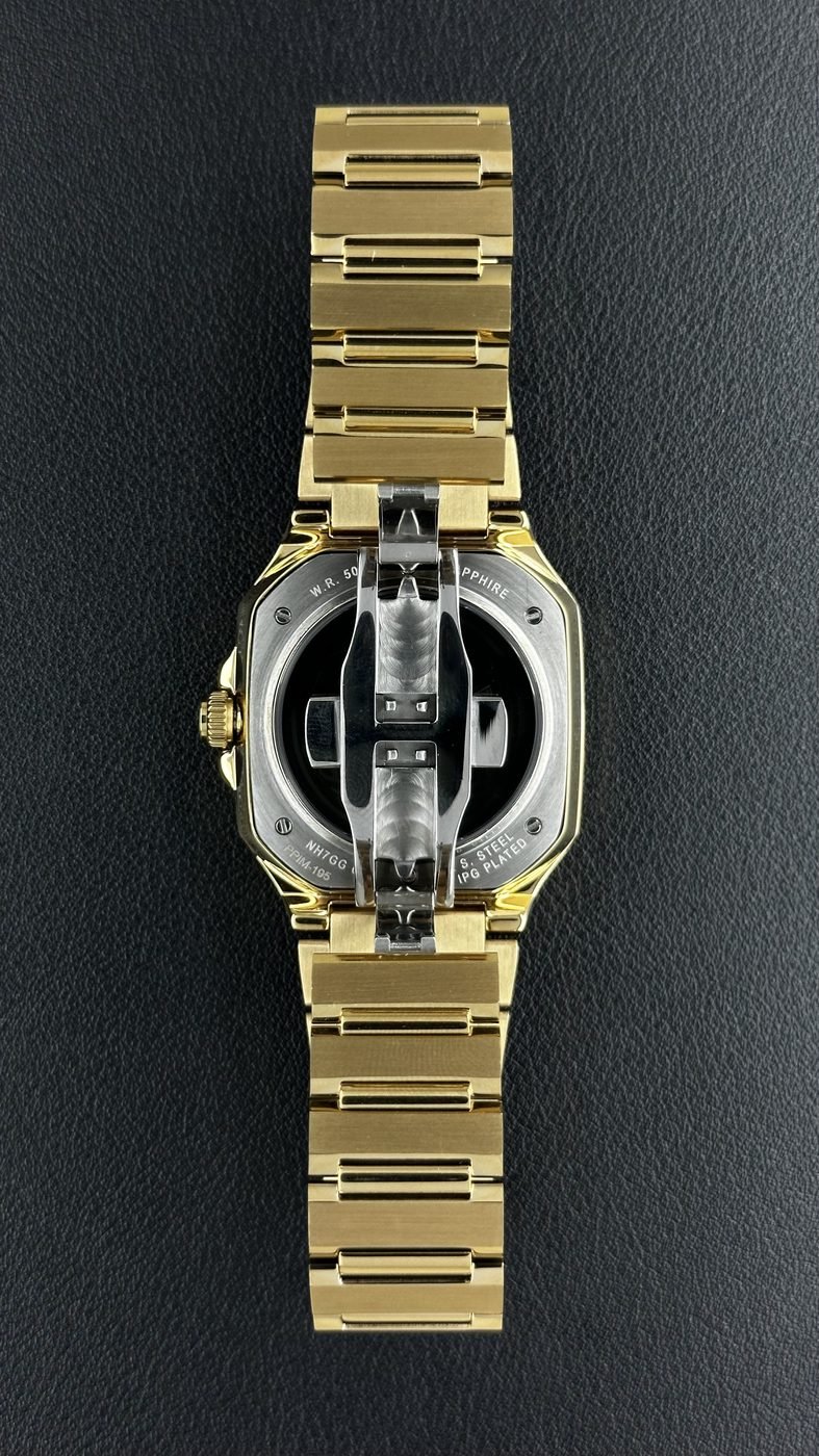 Orient Esqueleto Automático Dourado Quadrado