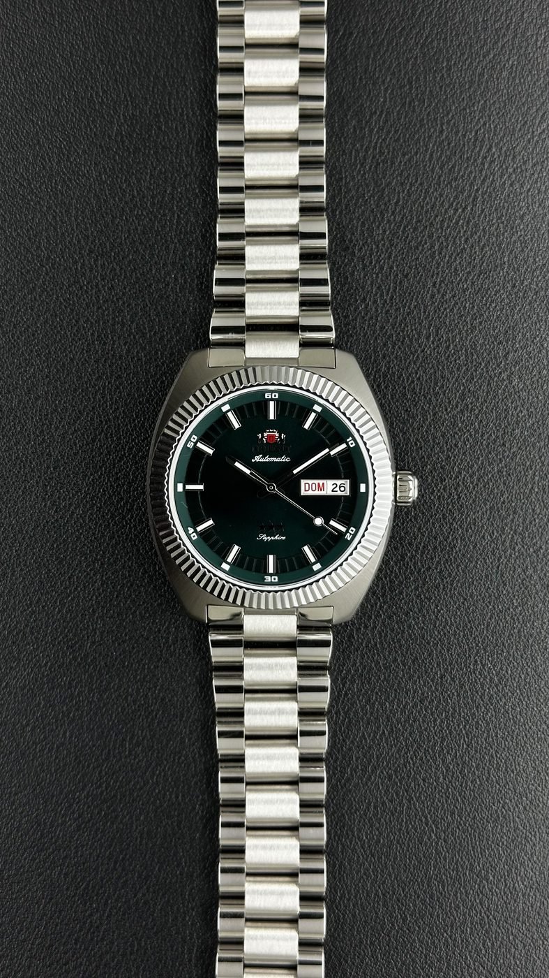 Orient Heritage 3 Estrelas Automático Verde (Bizel Canelado)