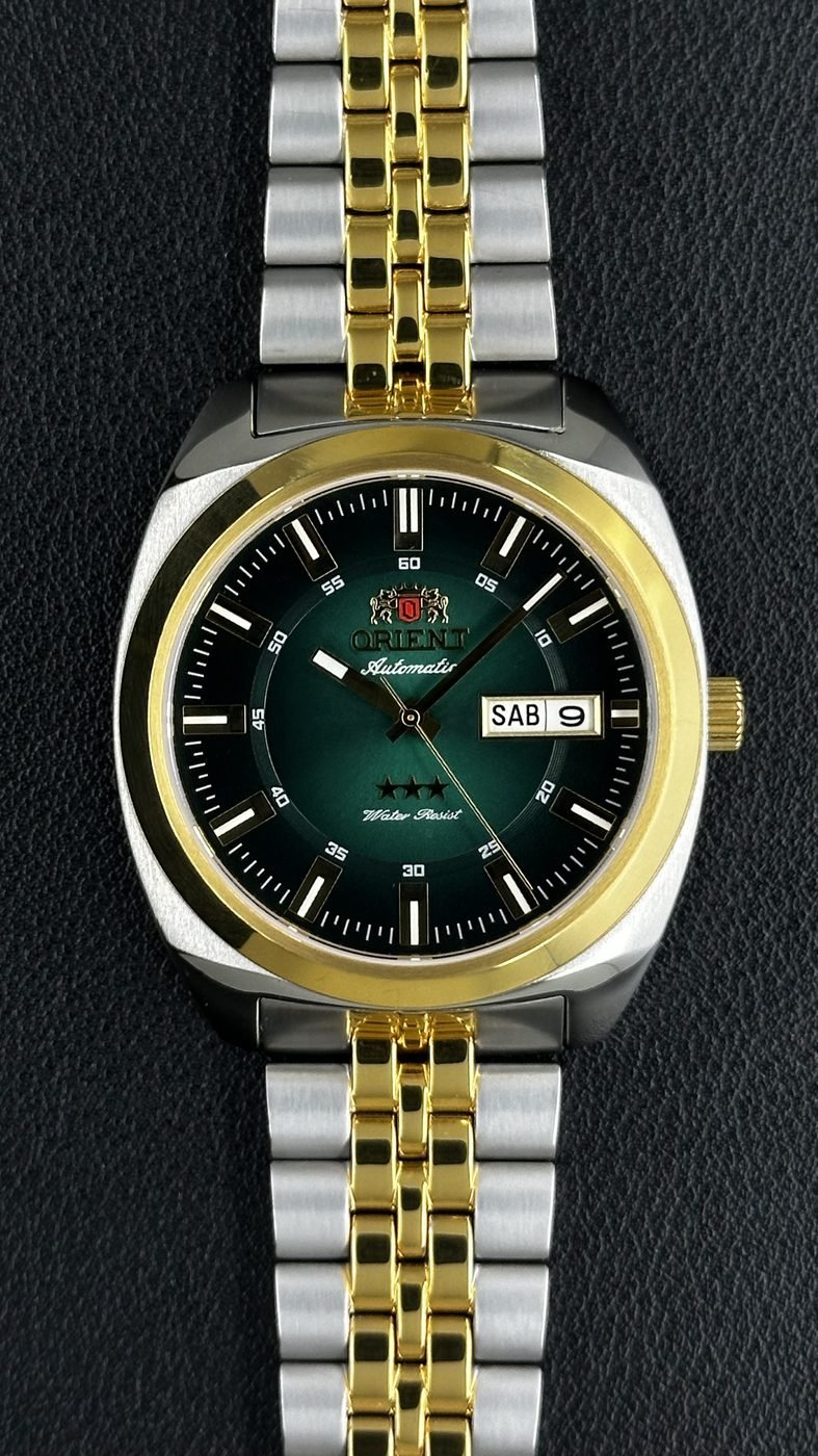 Orient Heritage 3 Estrelas Automático Verde, Prata e Dourado