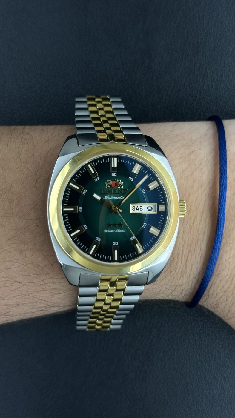 Orient Heritage 3 Estrelas Automático Verde, Prata e Dourado