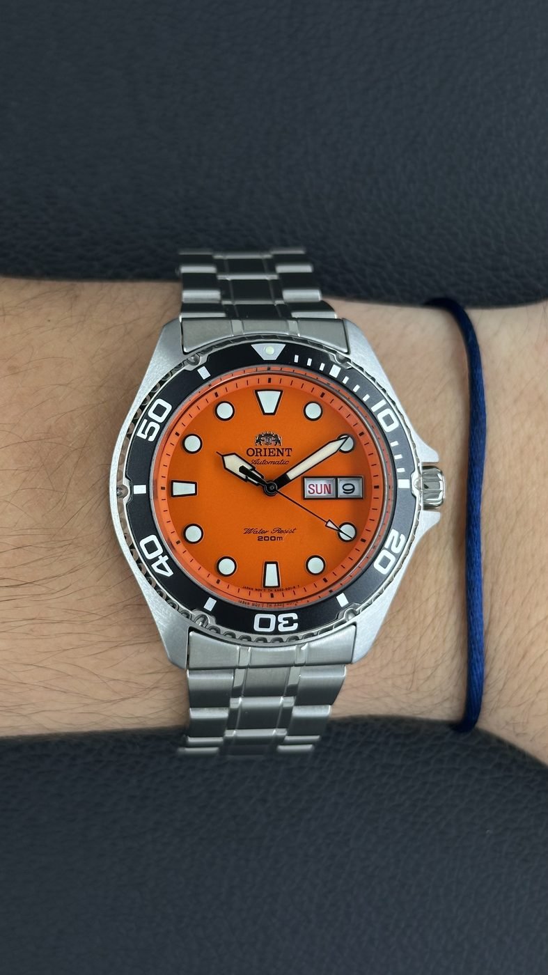 Orient Mako Ray II Automático Diver Laranja Aço 200m