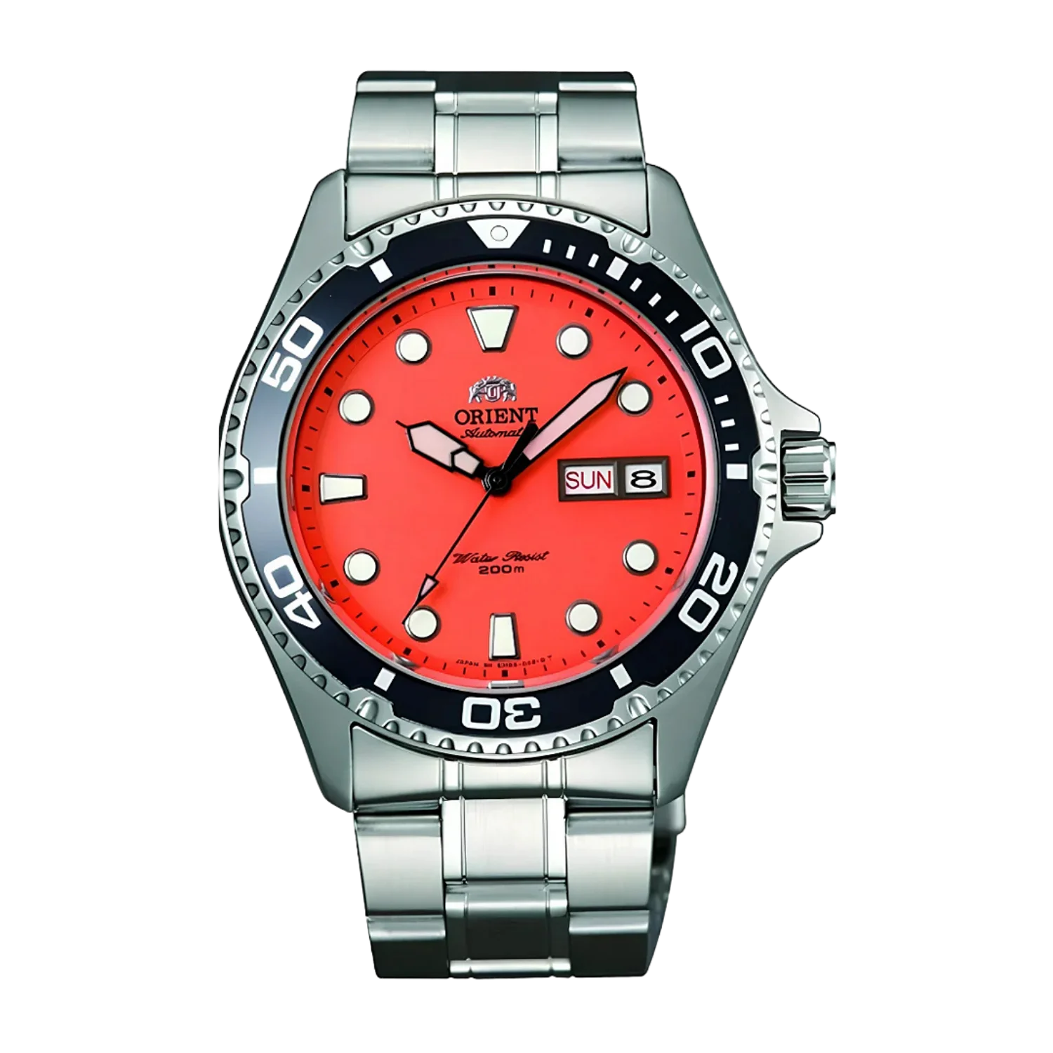 Orient Mako Ray II Automático Diver Laranja Aço 200m