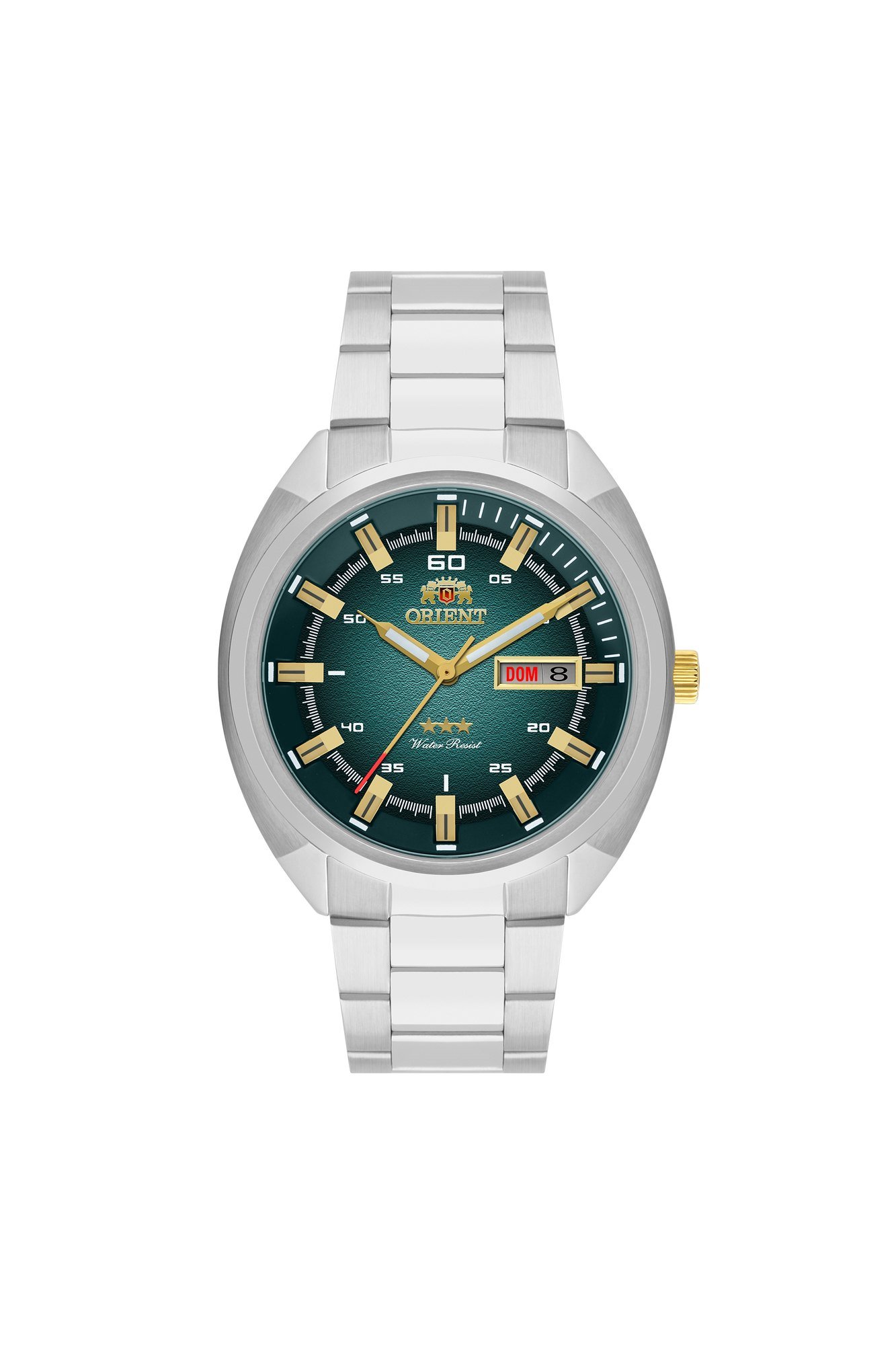 Orient 3 Estrelas Automático Verde e Dourado Calendário Duplo