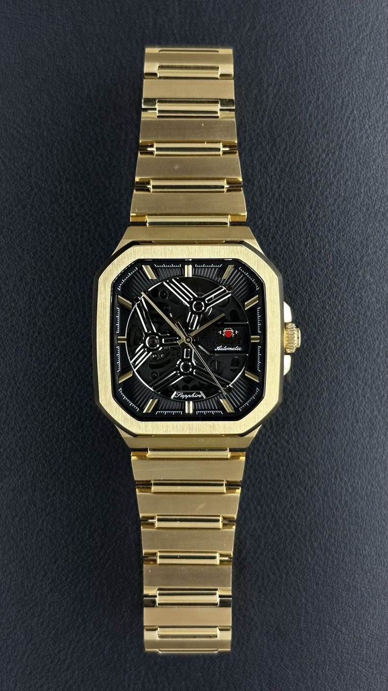 Orient Esqueleto Automático Dourado Quadrado