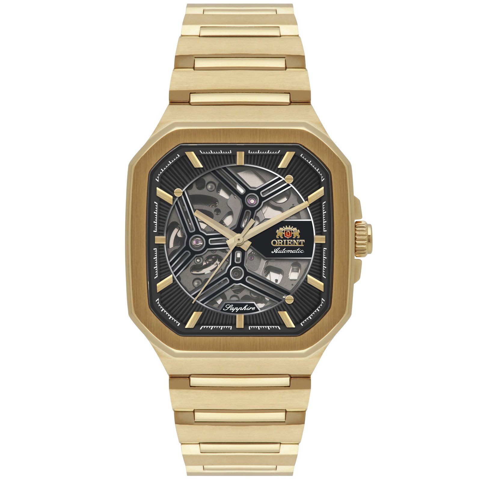 Orient Esqueleto Automático Dourado Quadrado