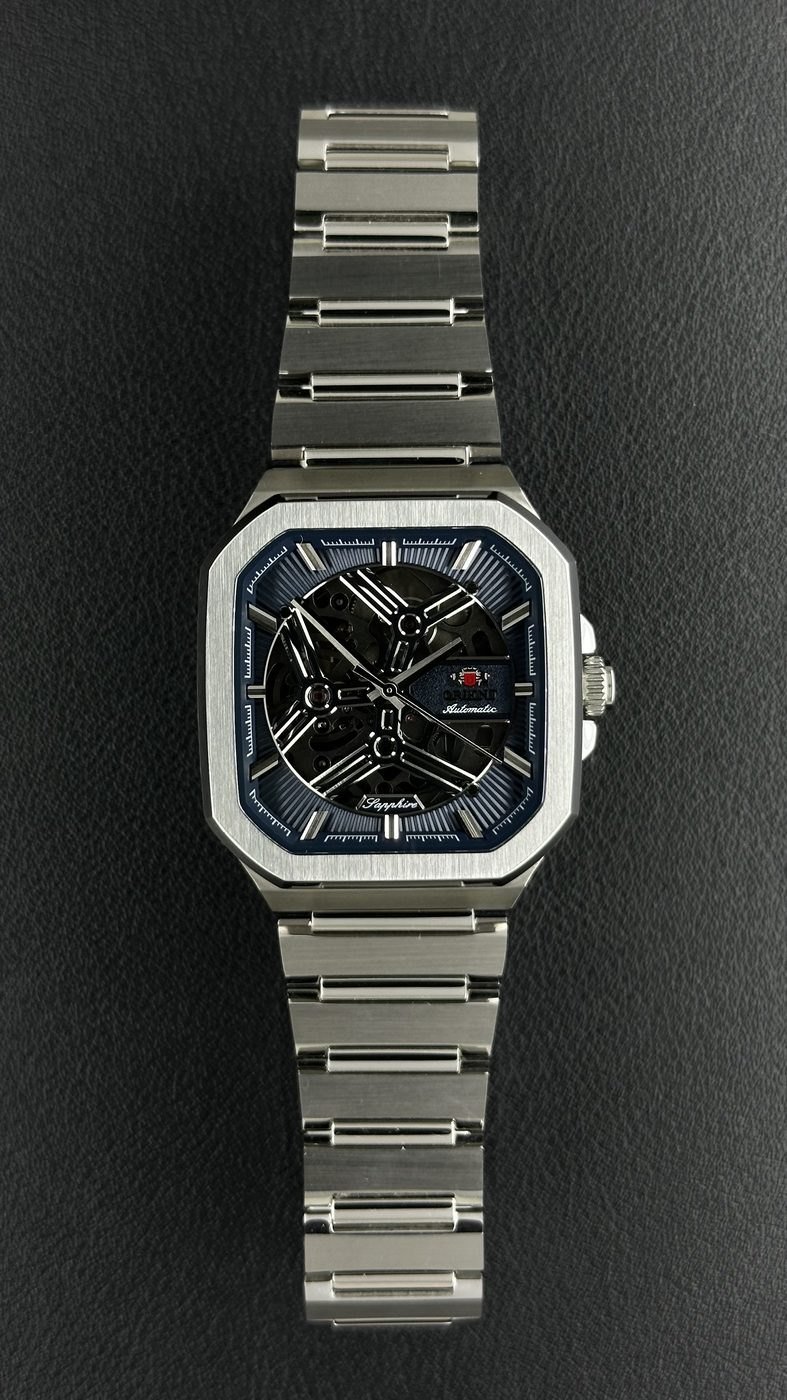 Orient Esqueleto Automático Azul Quadrado