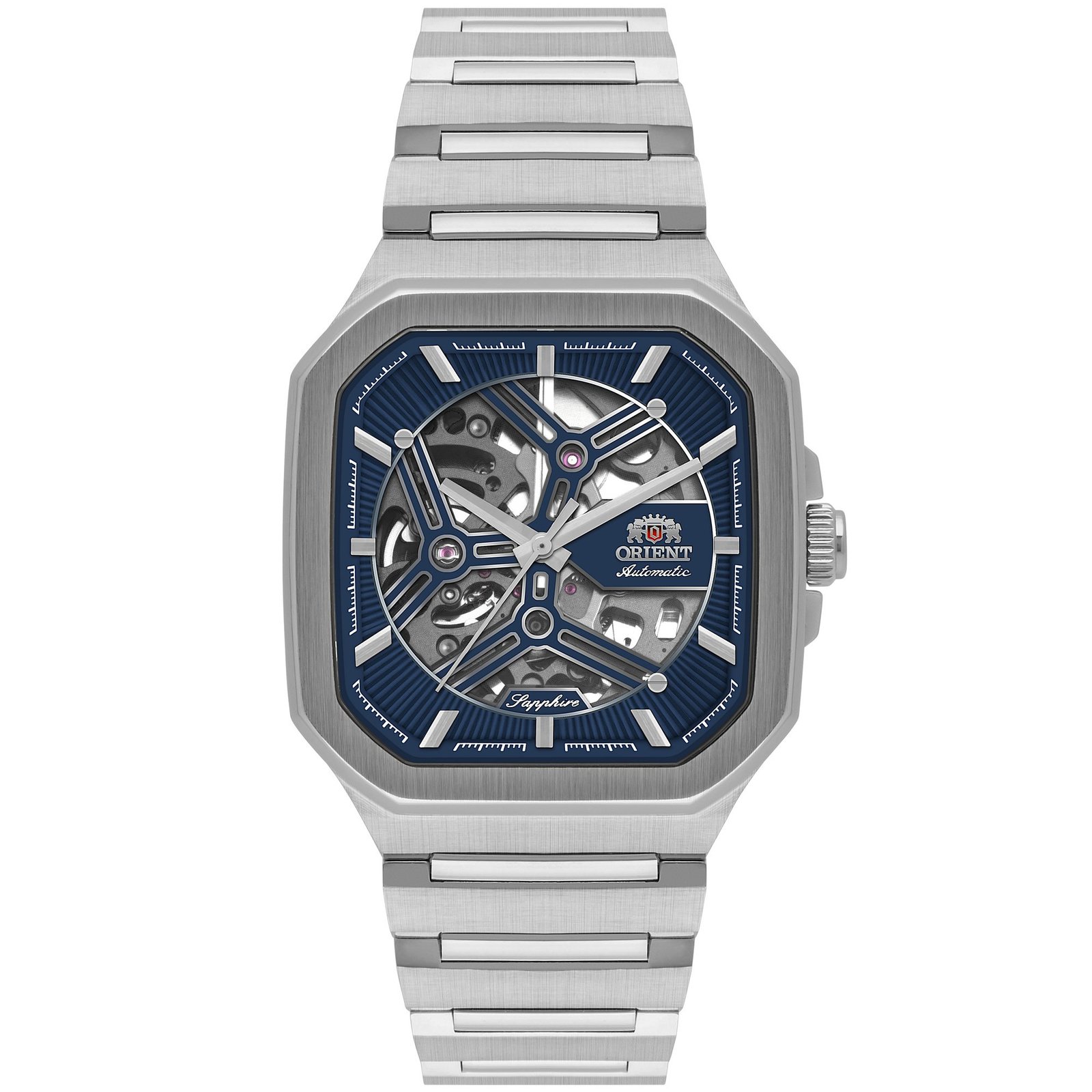 Orient Esqueleto Automático Azul Quadrado