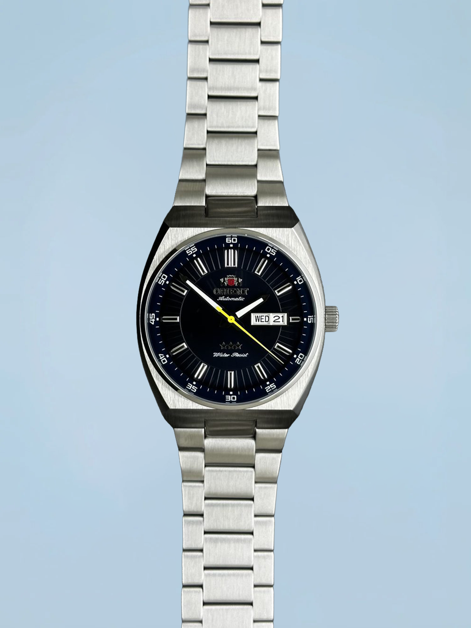 Orient 3 Estrelas Automático Azul Calendário Duplo
