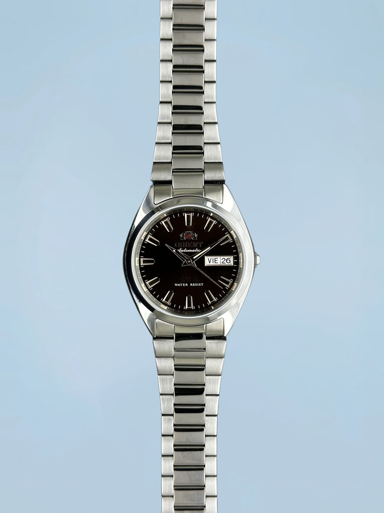 Orient 3 Estrelas Automático Marrom Calendário Duplo