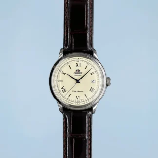 Relógio Orient Bambino Classic V2 Automático Bege Couro