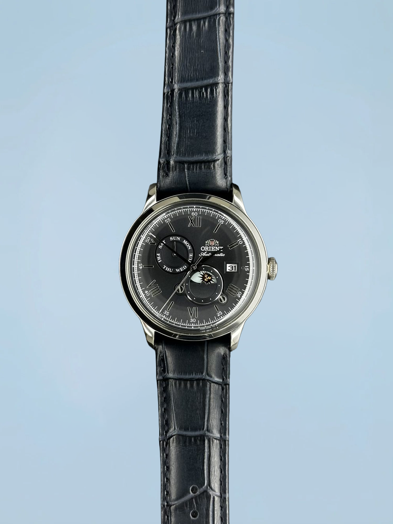Orient Bambino Sun & Moon Automático Azul Couro