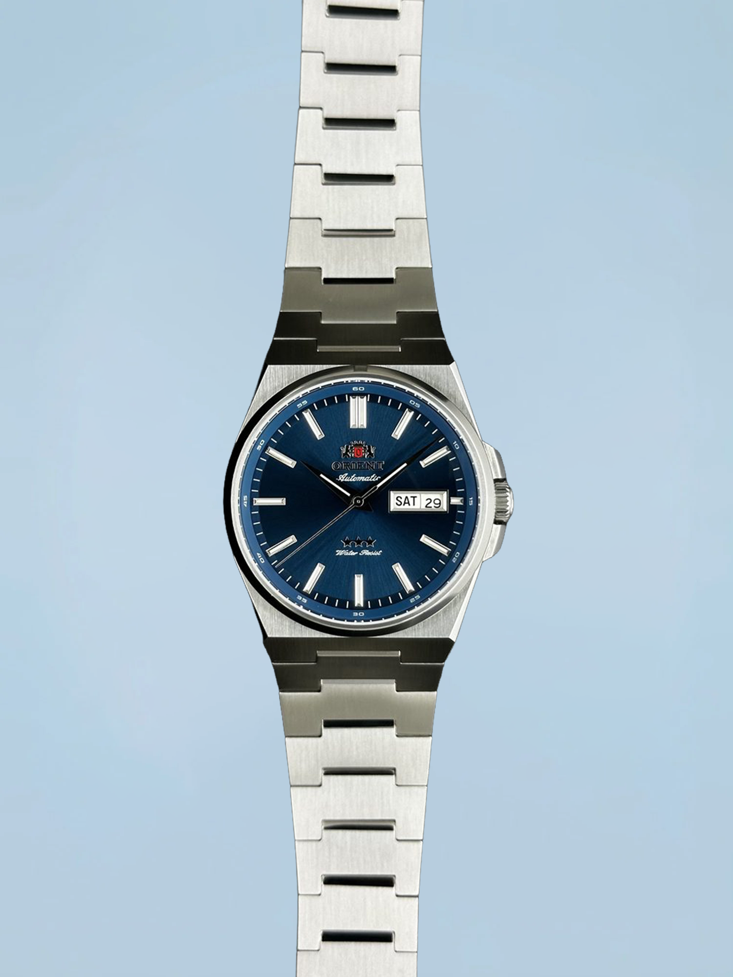 Orient Elegance 3 Estrelas Automático Azul Bracelete Integrado