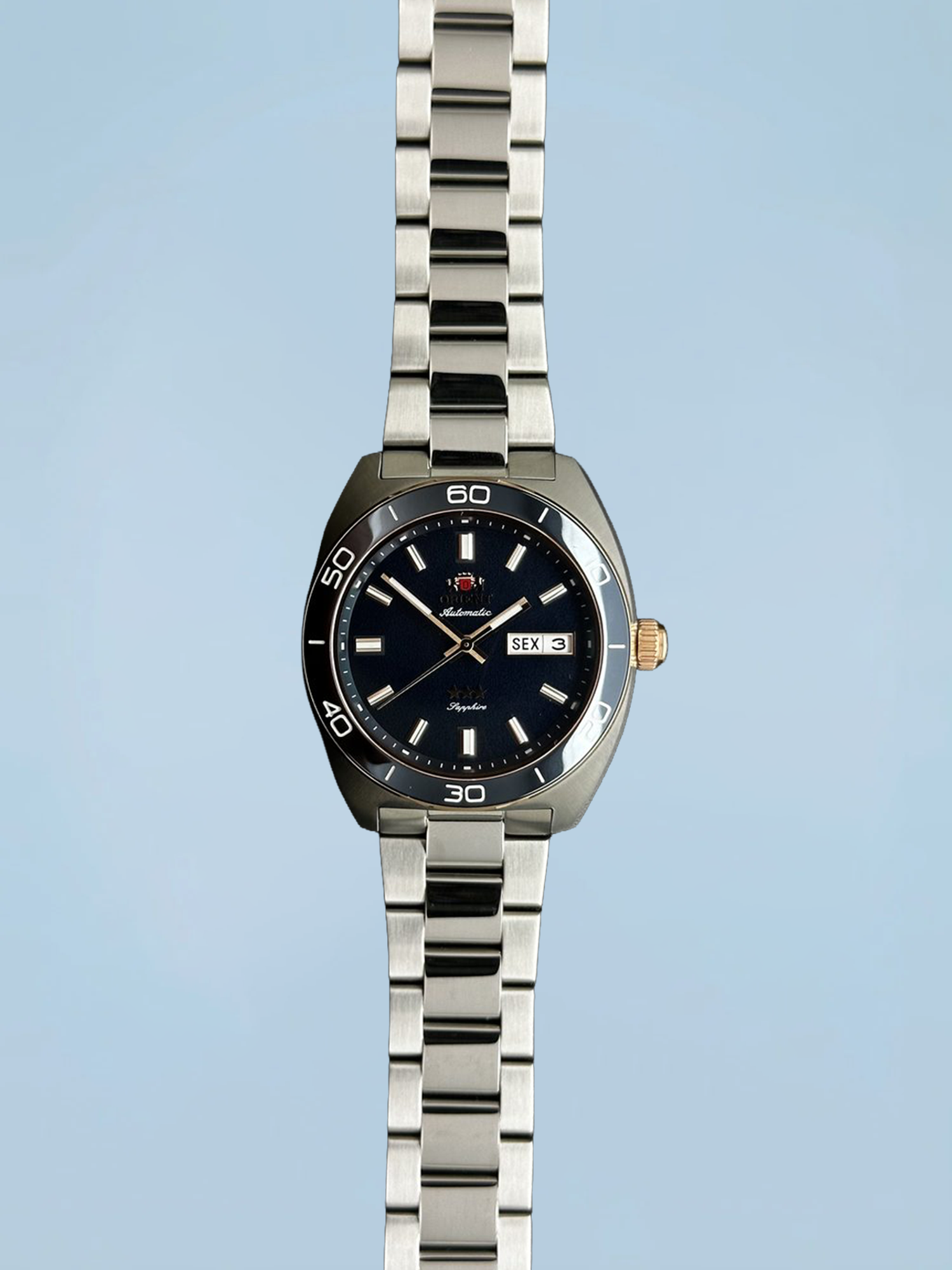 Orient Elegance 3 Estrelas Automático Azul Petróleo Aço