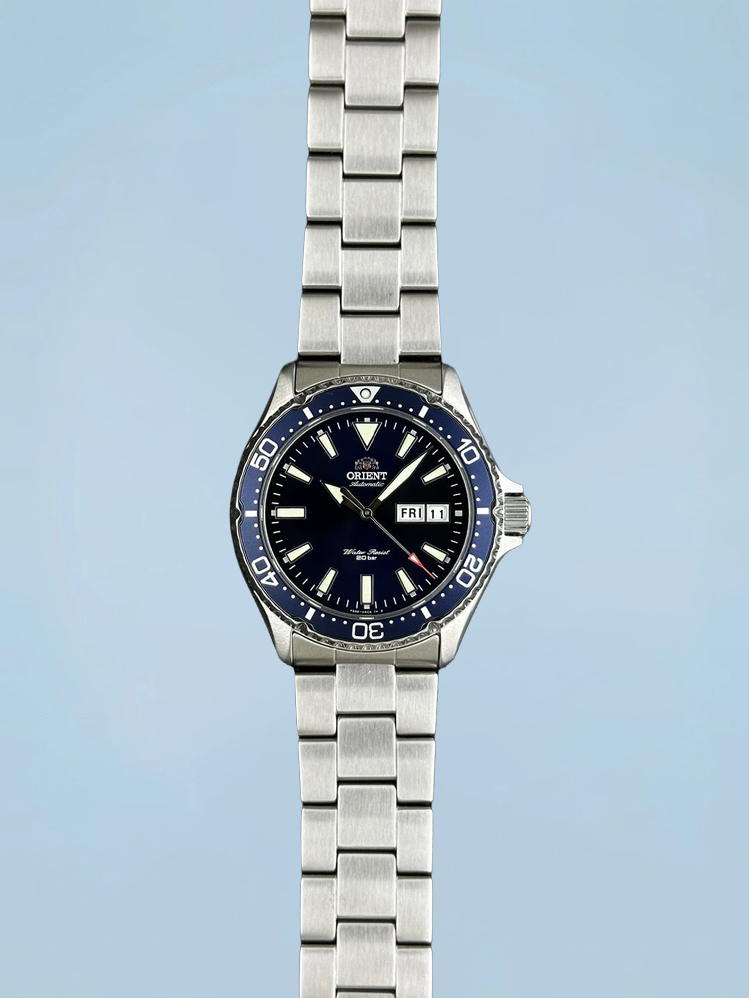Orient Kamasu Mako III Automático Diver Azul Aço Safira 200m
