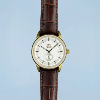 Relógio Orient Special Calibers Automático Dourado e Branco Couro