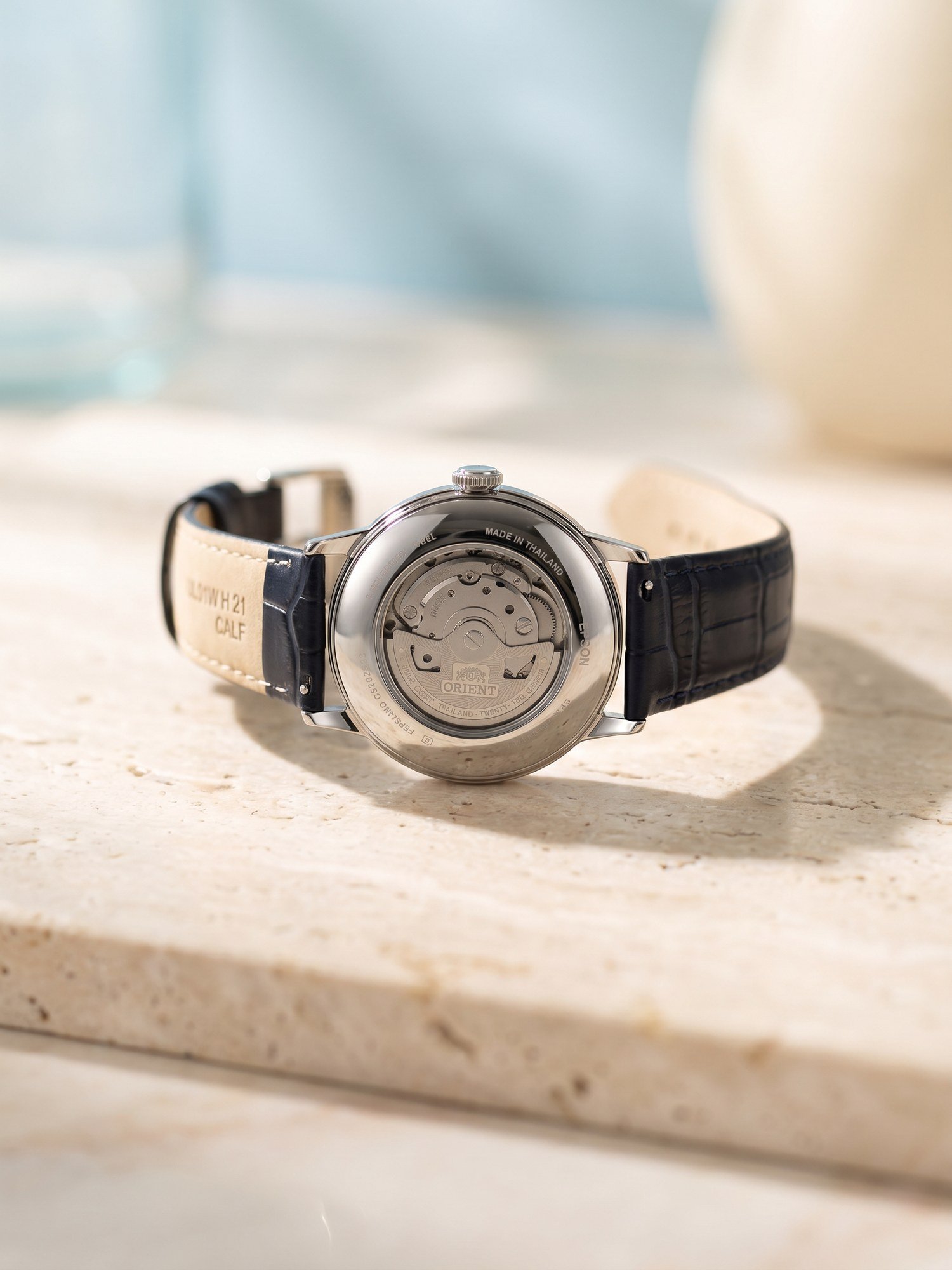 Orient Bambino Sun & Moon Automático Azul Couro
