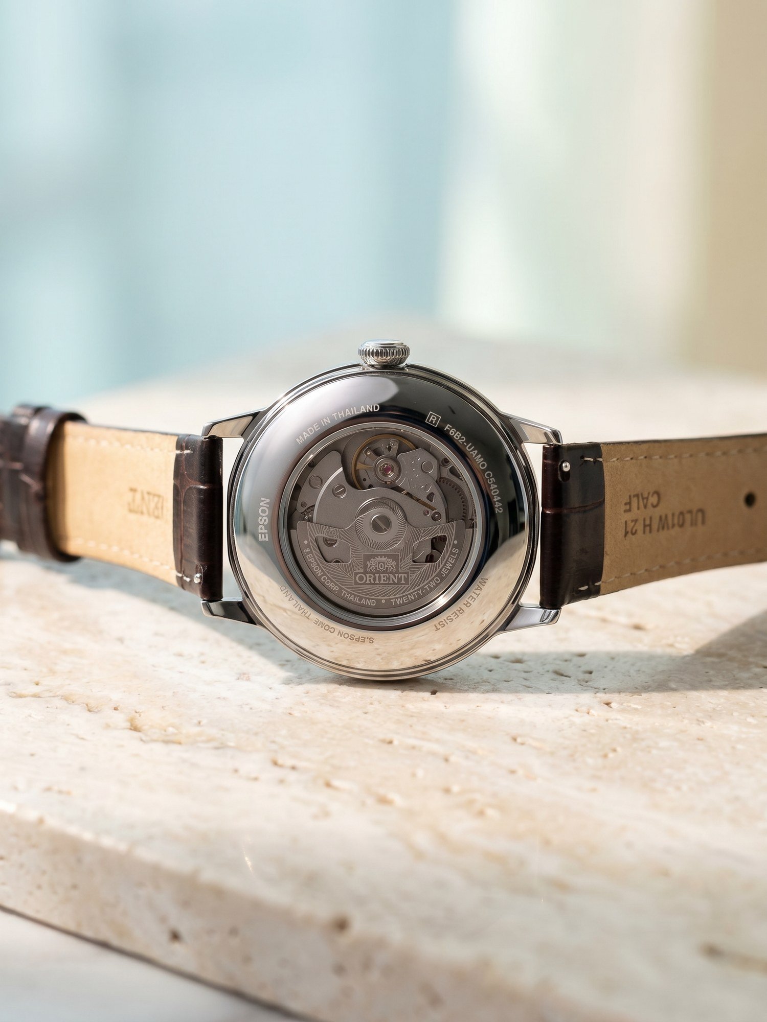 Orient Bambino Sun & Moon Automático Verde Couro