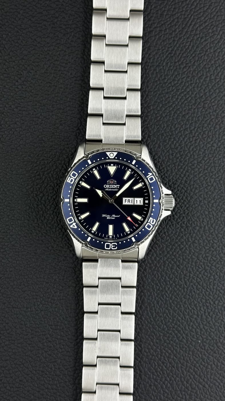 Orient Kamasu Mako III Automático Diver Azul Aço Safira 200m