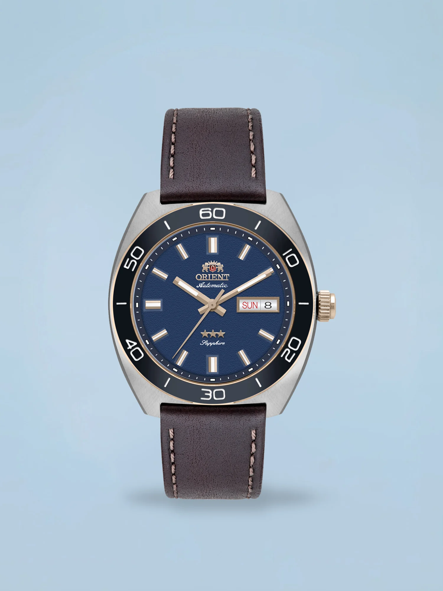 Orient Elegance 3 Estrelas Automático Azul Petróleo Couro