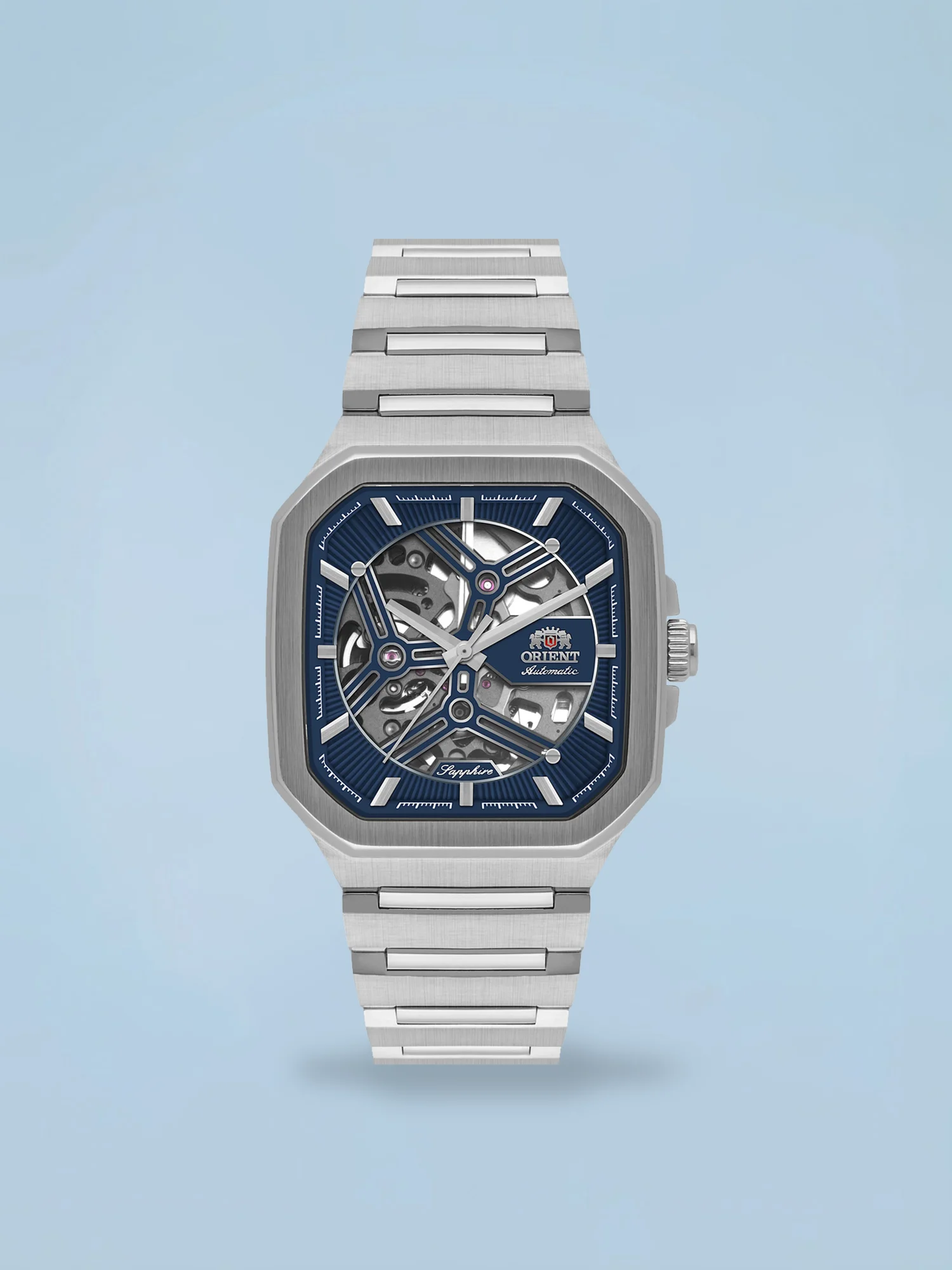 Orient Esqueleto Automático Azul Quadrado