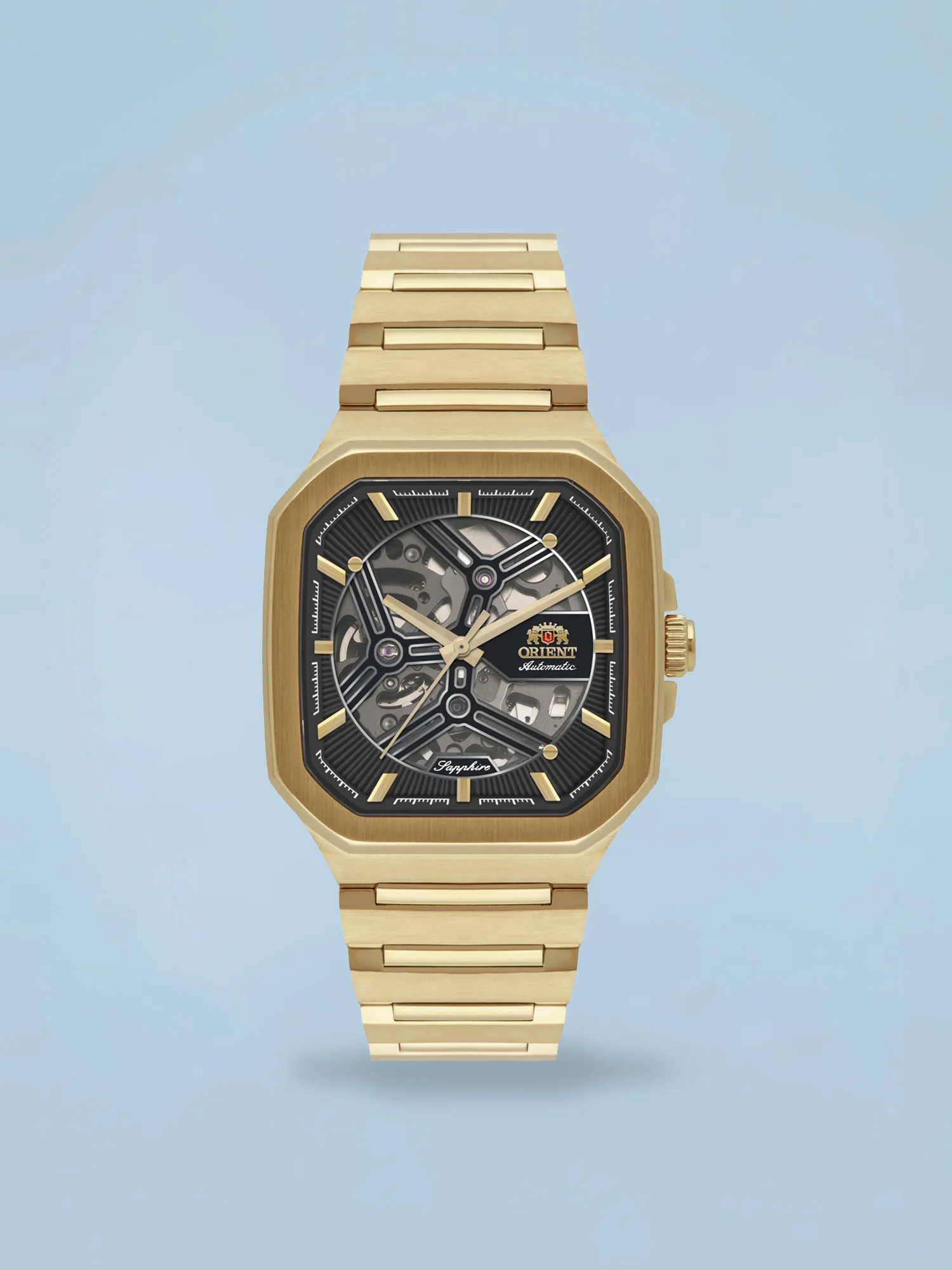Orient Esqueleto Automático Dourado Quadrado