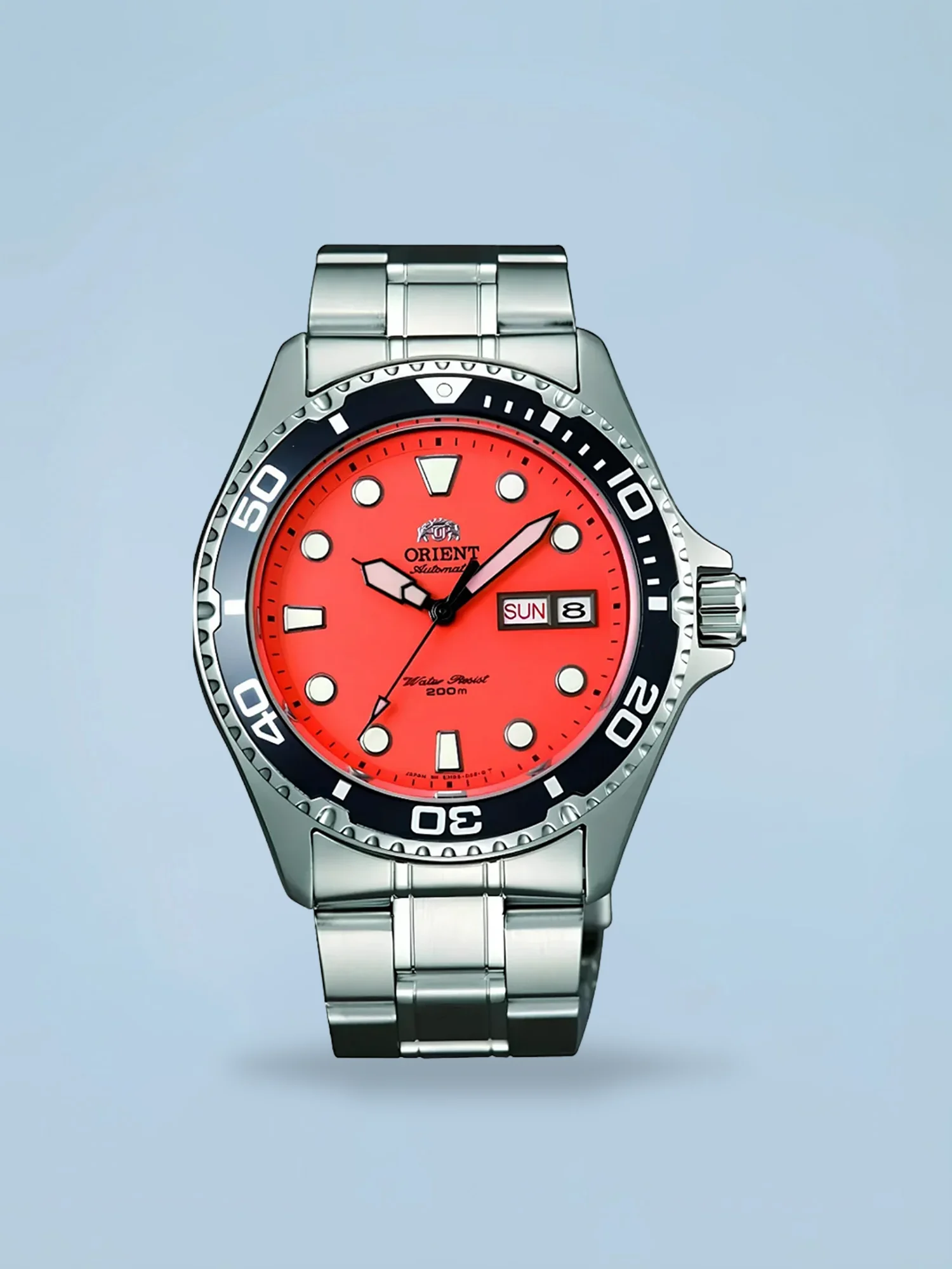 Orient Mako Ray II Automático Diver Laranja Aço 200m