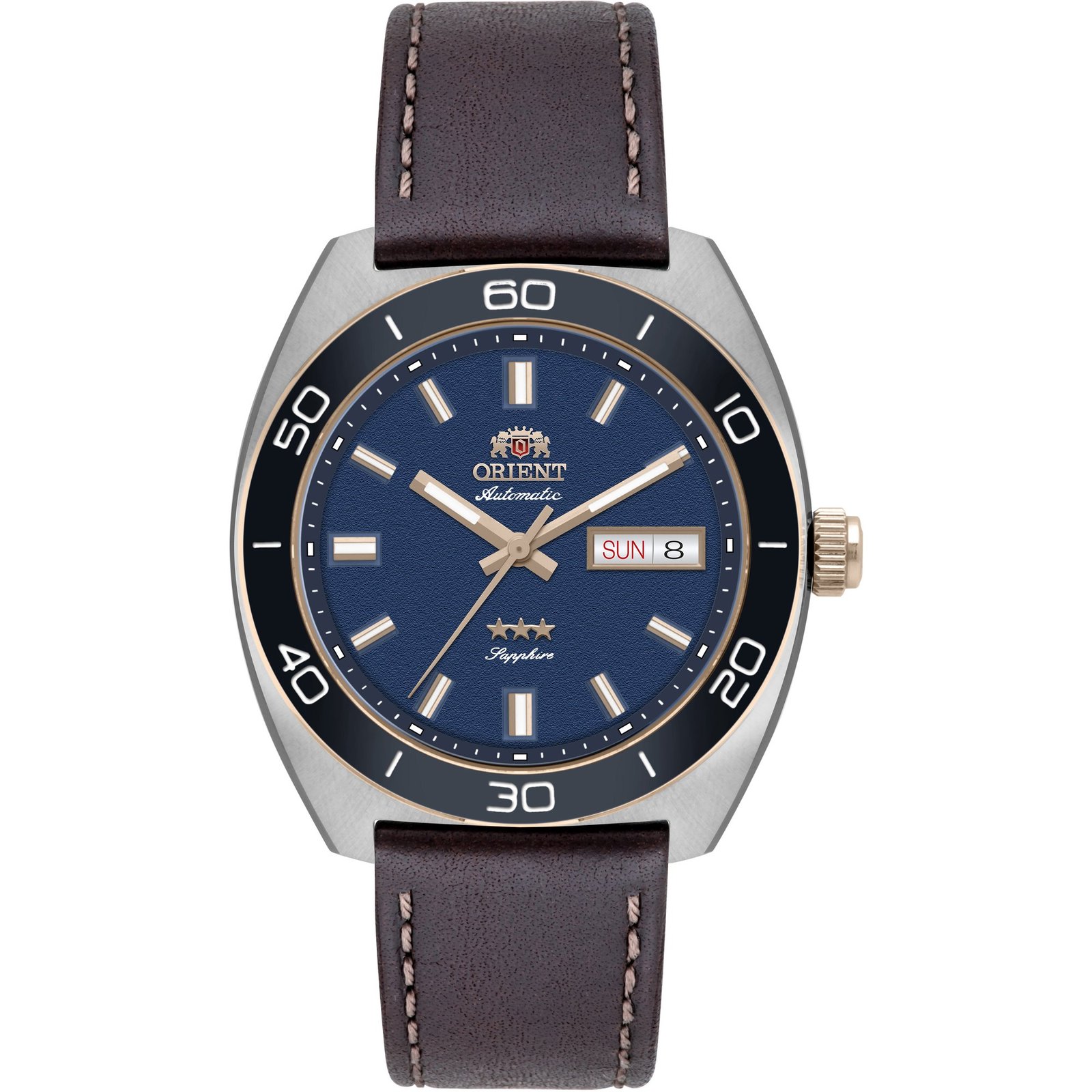 Orient Elegance 3 Estrelas Automático Azul Petróleo Couro