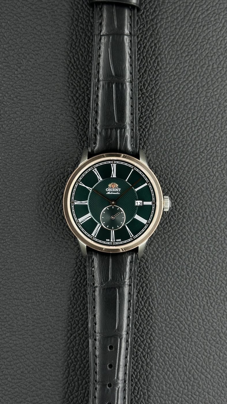 Orient Special Calibers Romano Automático Verde e Rosé Couro