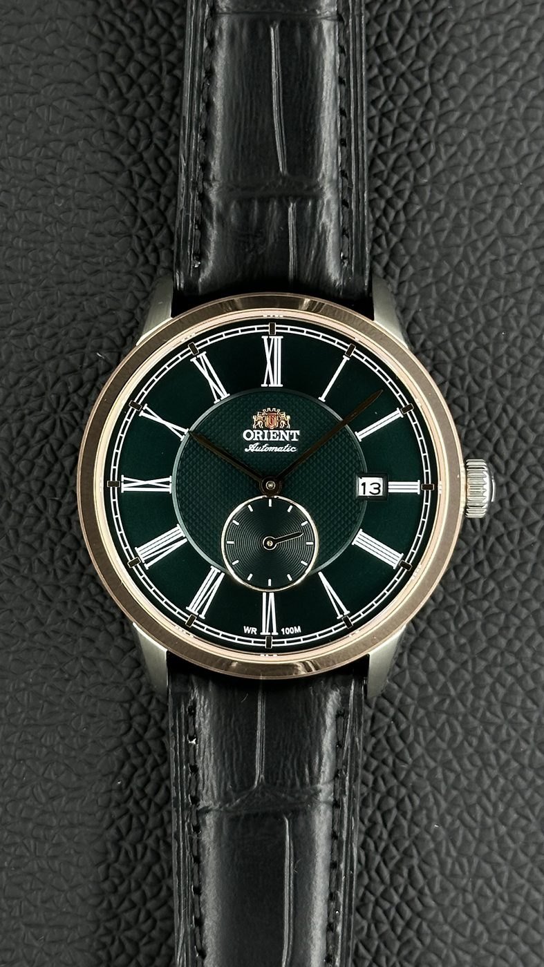 Orient Special Calibers Romano Automático Verde e Rosé Couro