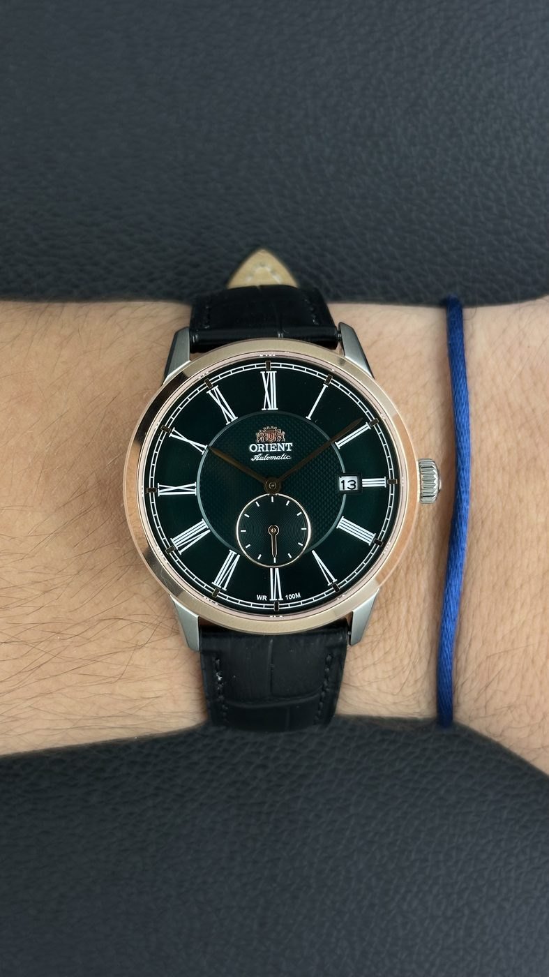 Orient Special Calibers Romano Automático Verde e Rosé Couro