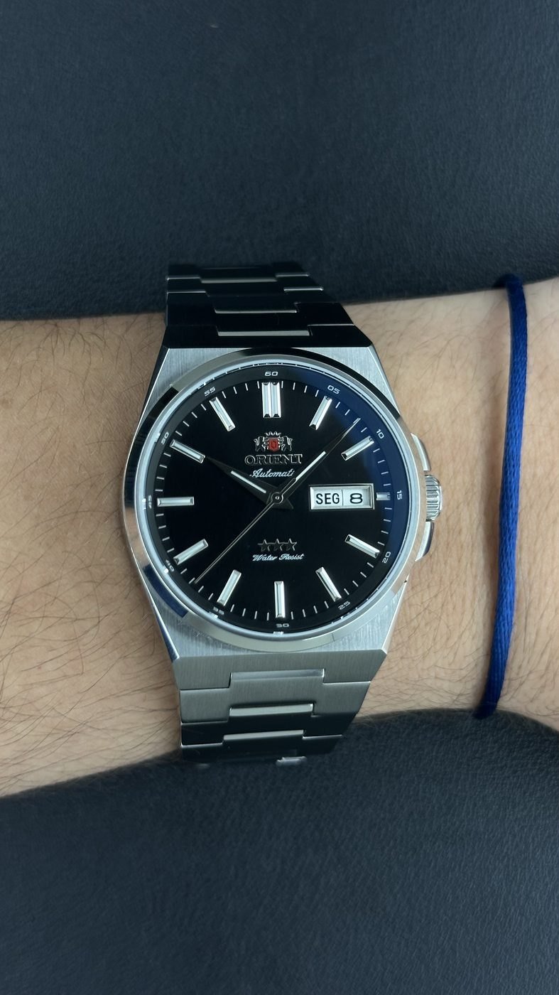 Orient Elegance 3 Estrelas Automático Preto Bracelete Integrado