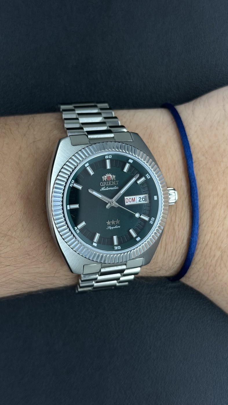 Orient Heritage 3 Estrelas Automático Verde (Bizel Canelado)
