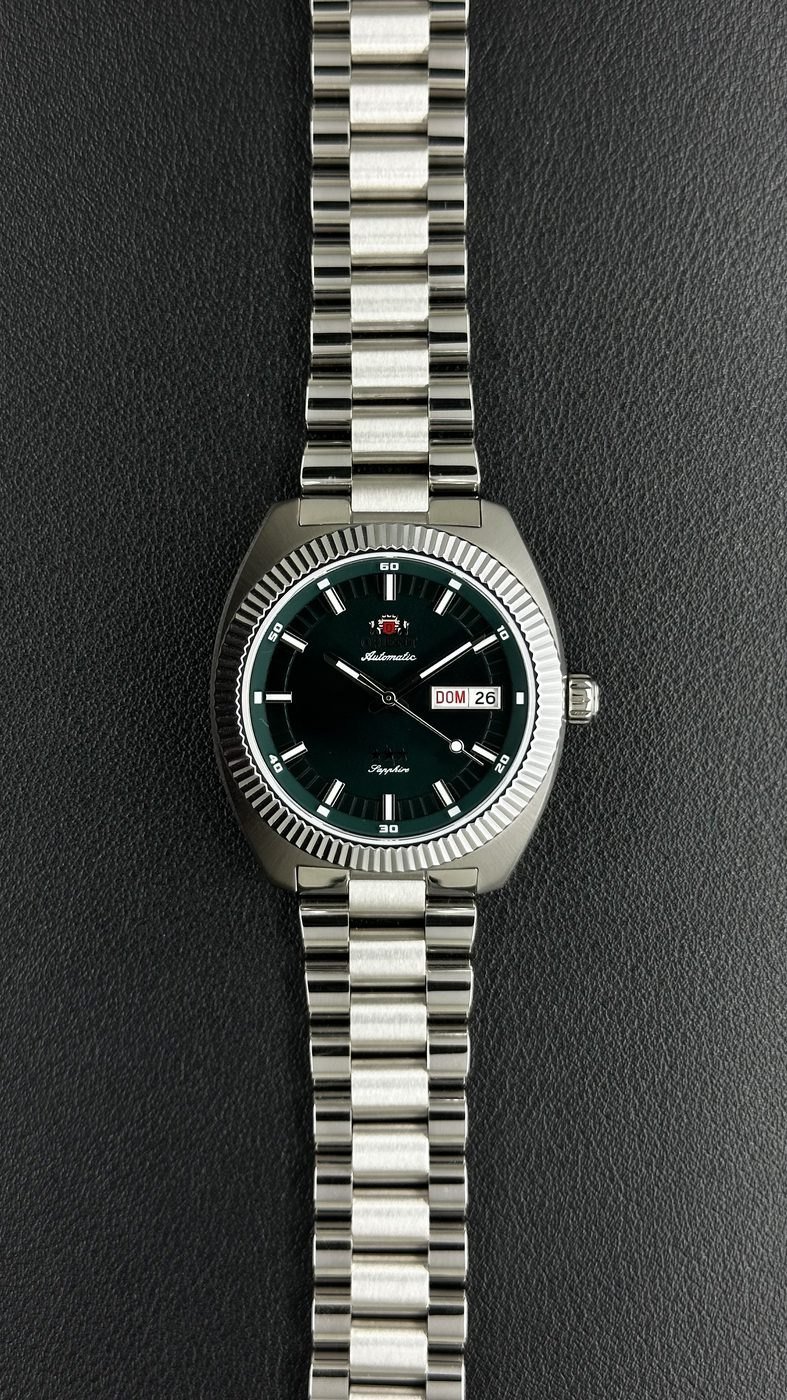 Orient Heritage 3 Estrelas Automático Verde (Bizel Canelado)