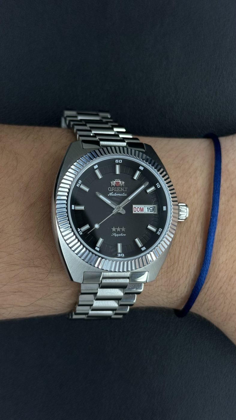 Orient Heritage 3 Estrelas Automático Preto (Bizel Canelado)