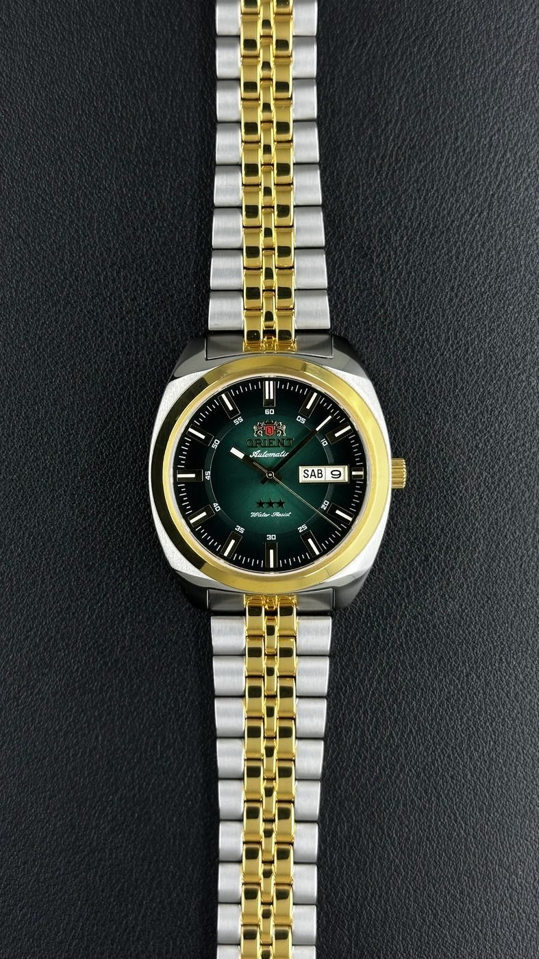 Orient Heritage 3 Estrelas Automático Verde, Prata e Dourado