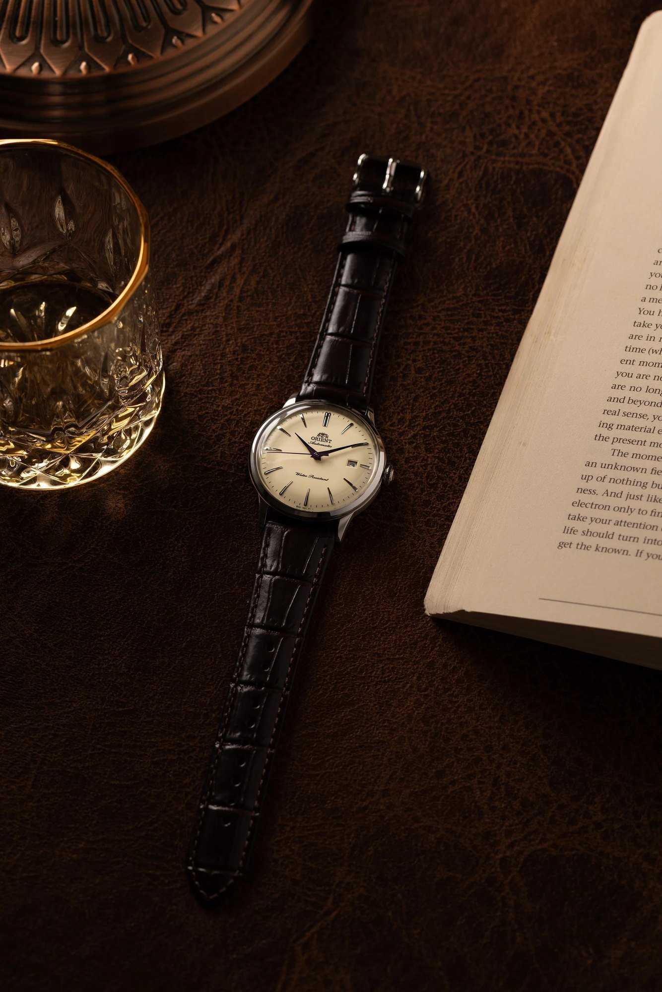 Orient Bambino V7 Automático Bege Couro