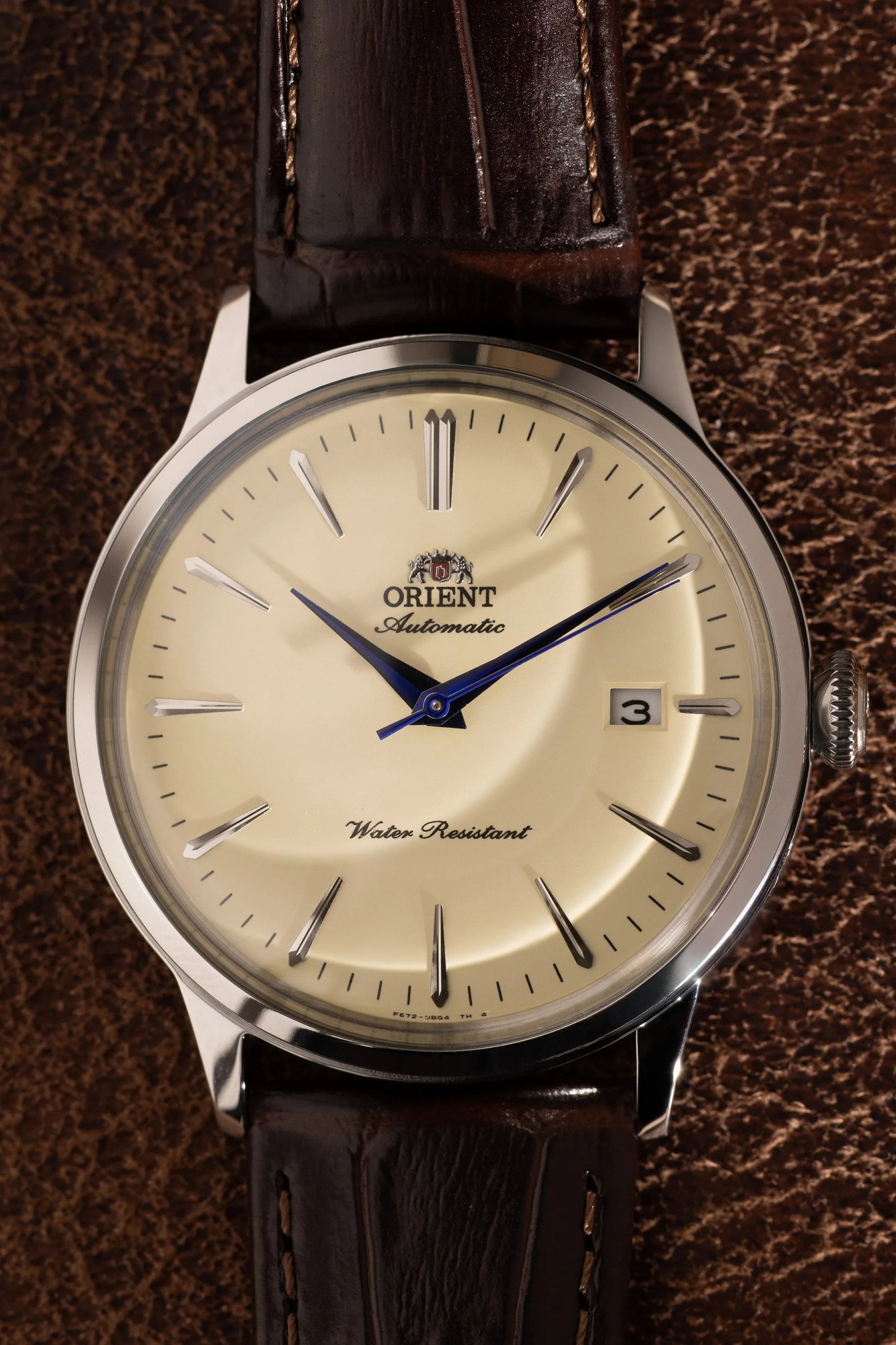 Orient Bambino V7 Automático Bege Couro