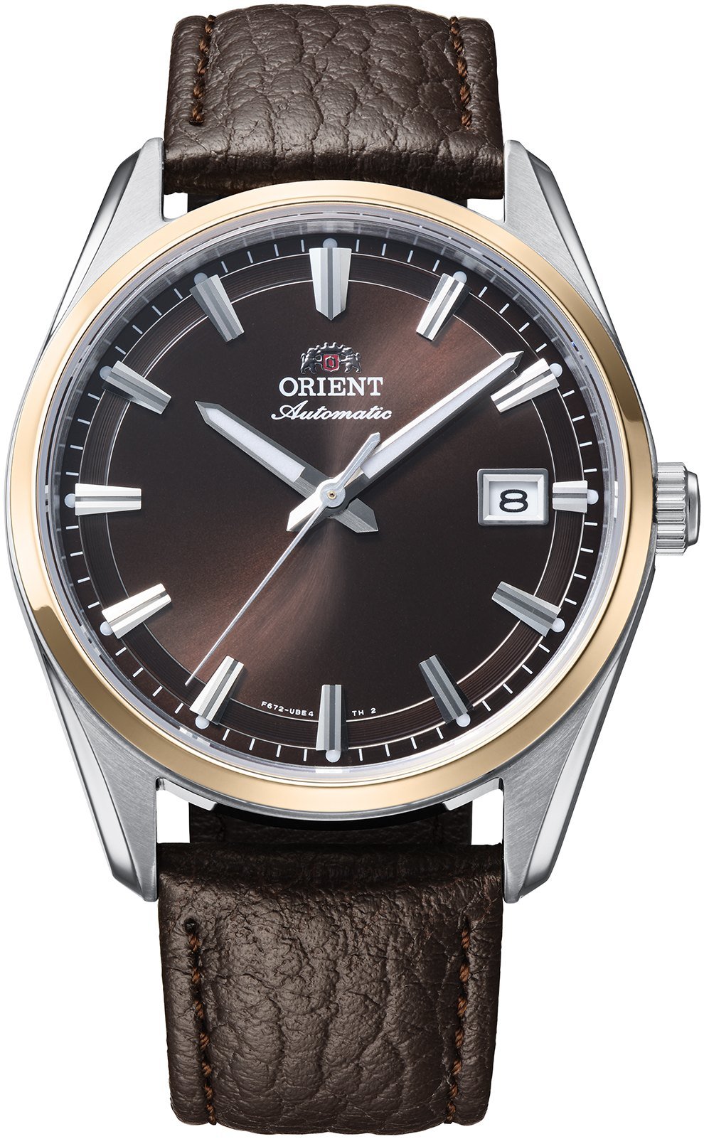 Orient Stretto Date Automático Marrom e Rosé Gold Couro
