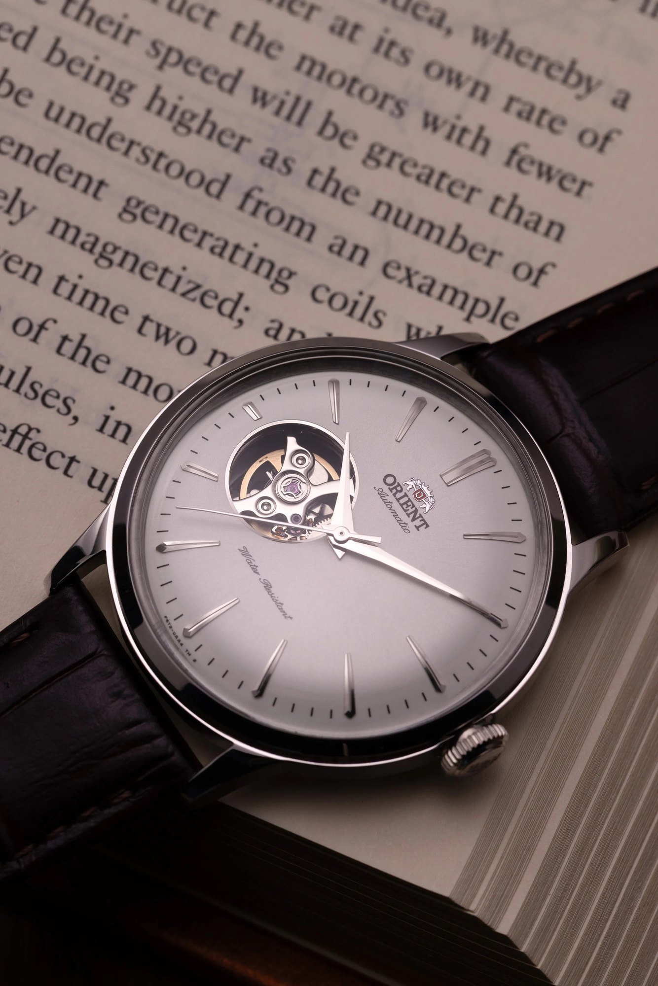 Orient Bambino Open Heart Automático Branco Couro