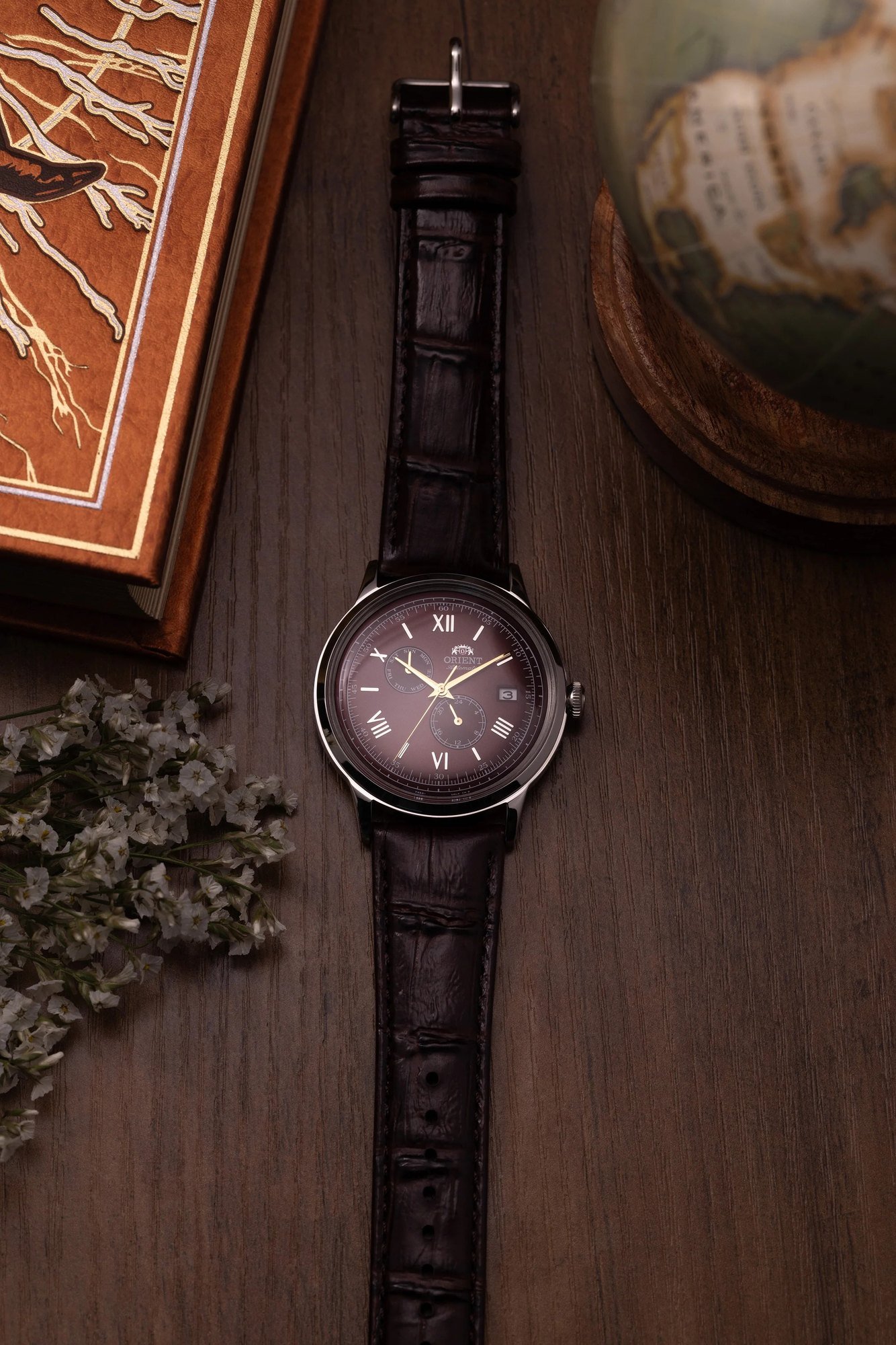Orient Bambino V8 Multifunção Automático Vermelho Couro