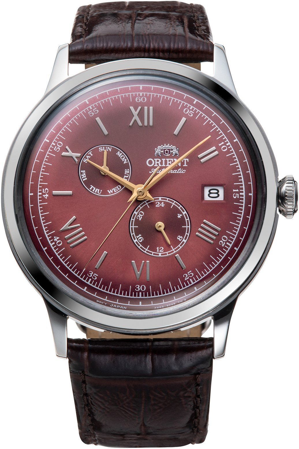 Orient Bambino V8 Multifunção Automático Vermelho Couro